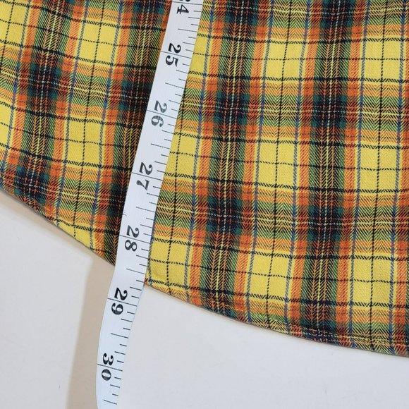Red Coach Shop at Sakowitz Shirt, Men S, Yellow, Orange &Blue Plaid Flannel, EUC - Picture 10 of 10